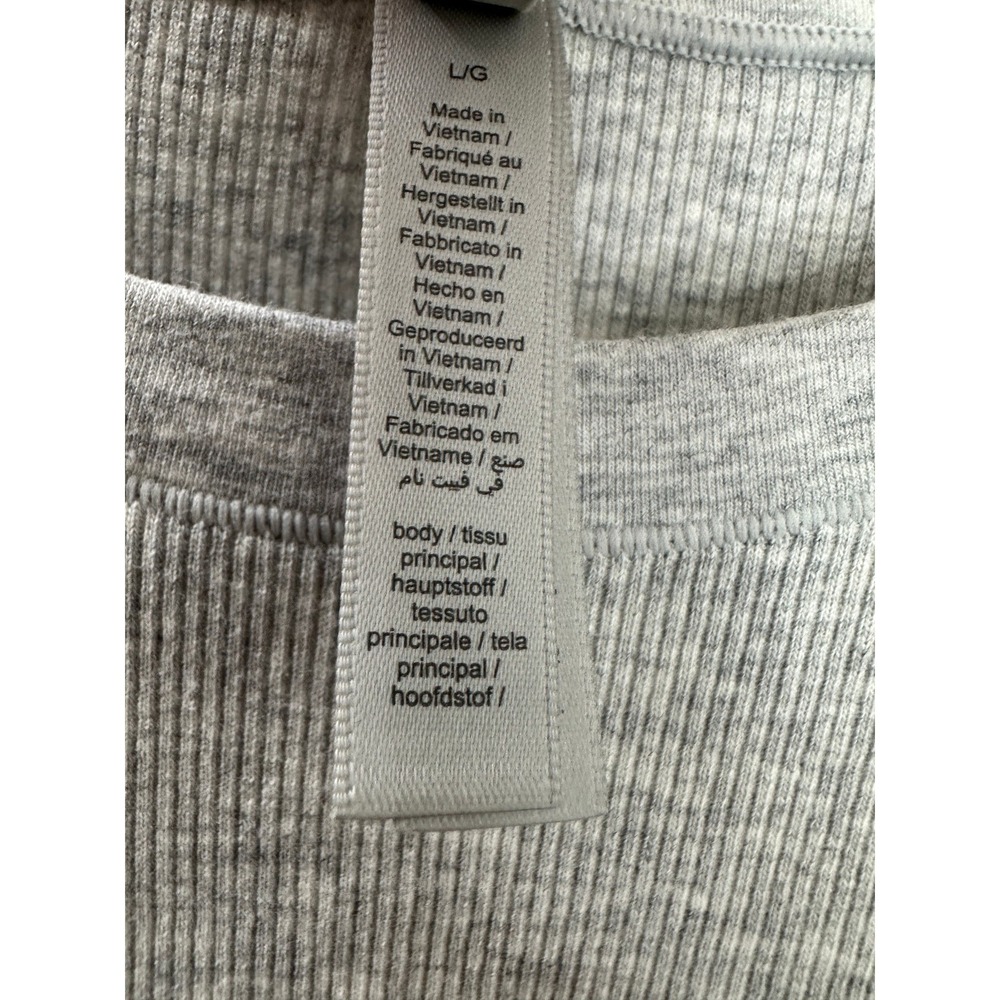 SKIMS Ribbed Cotton Blend Crew Neck Long Sleeve Large Top Light Heather Gray - Picture 7 of 12